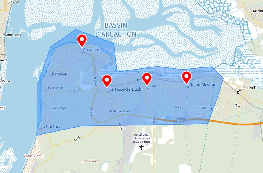 zones d’intervention d’une conciergerie à Arcachon et alentours