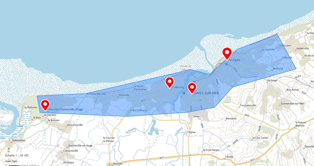 zones d’intervention d’une conciergerie à Cabourg et alentours