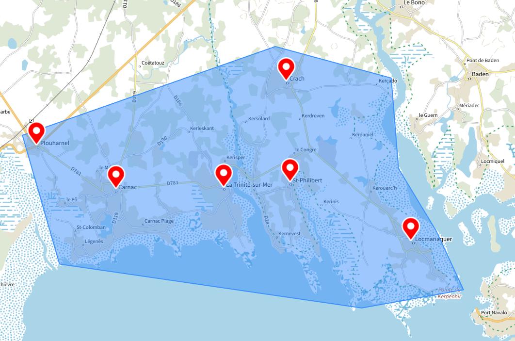 zones d’intervention d’une conciergerie à Carnac et alentours
