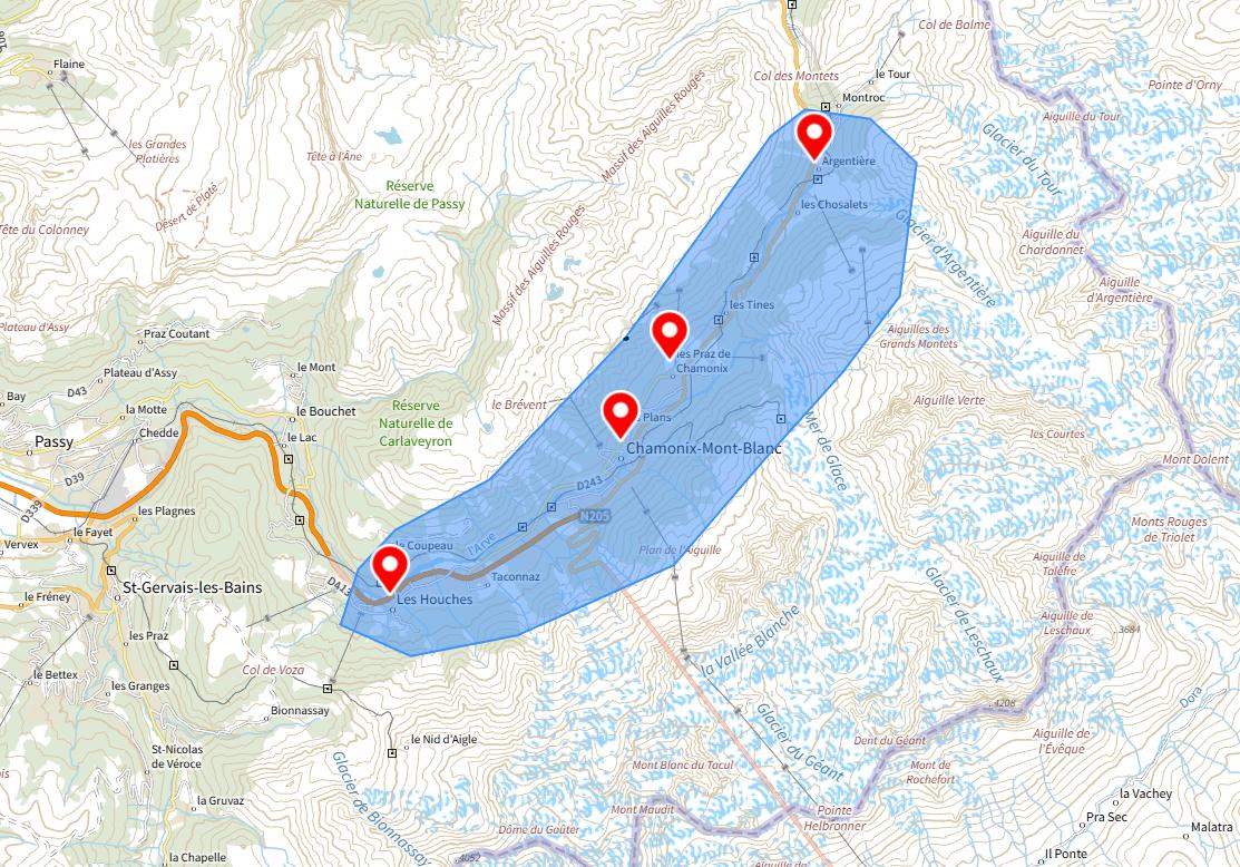 zones d’intervention d’une conciergerie à Chamonix et alentours