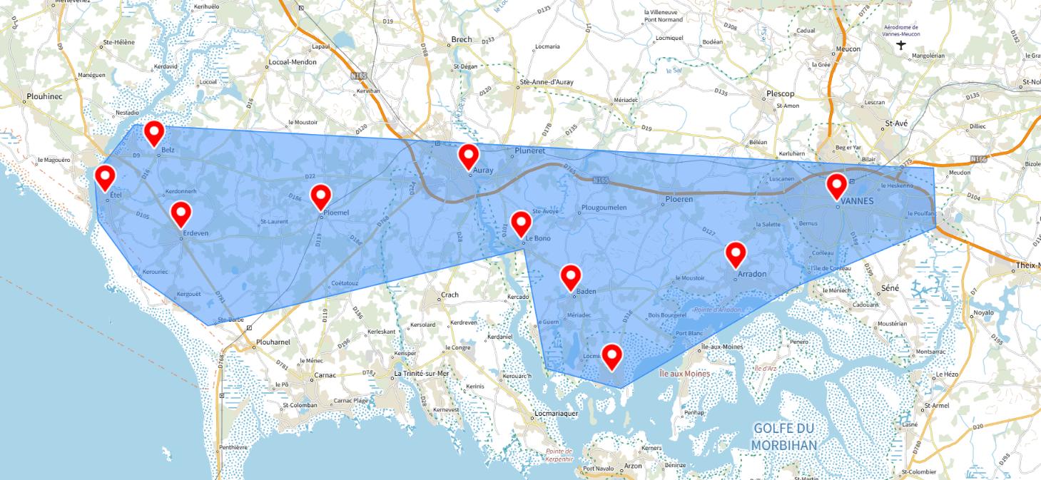 zones d’intervention d’une conciergerie au Bono et alentours