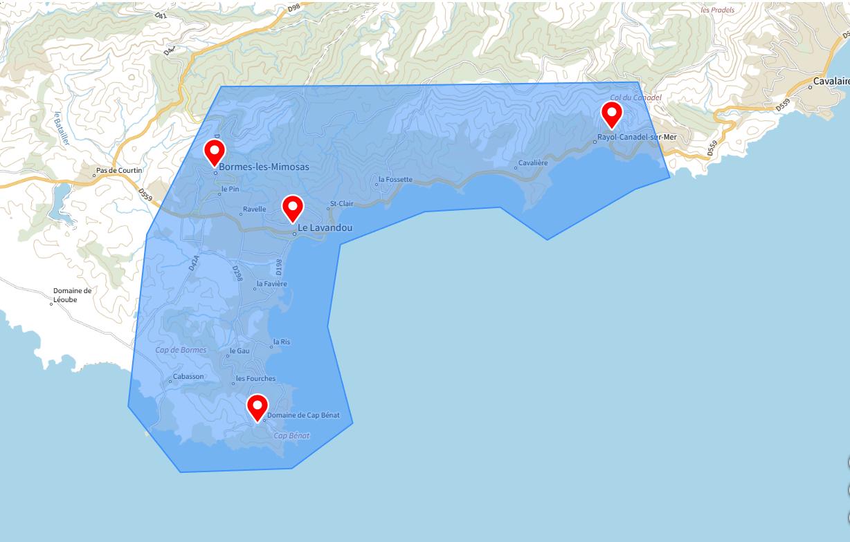 zones d’intervention d’une conciergerie au Lavandou et alentours