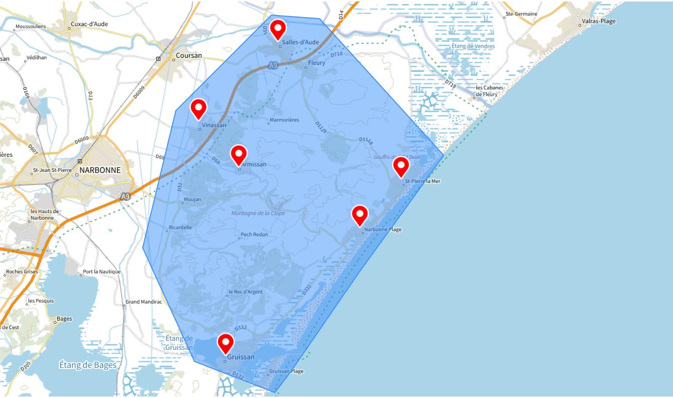 zones d’intervention d’une conciergerie à Narbonne Plage et alentours