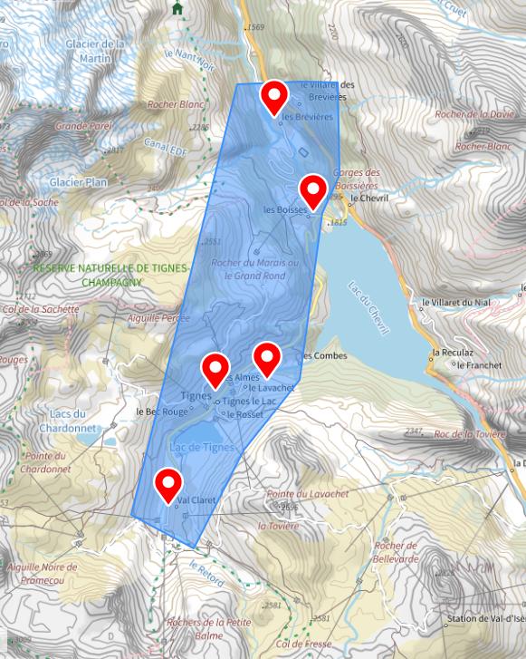 zones d’intervention d’une conciergerie à Tignes et alentours
