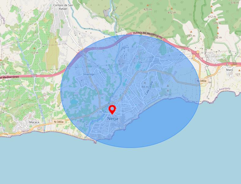 zonas de servicio de gestión de propiedades en Nerja y alrededores