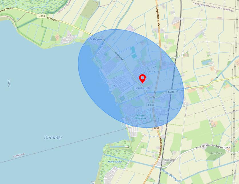 gebiete mit lokalen Services für Ferienhausverwaltung am Dümmer See und Umgebung