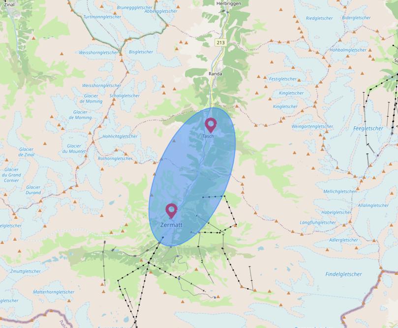 gebiete mit lokalen Services für Ferienhausverwaltung in Zermatt und Umgebung